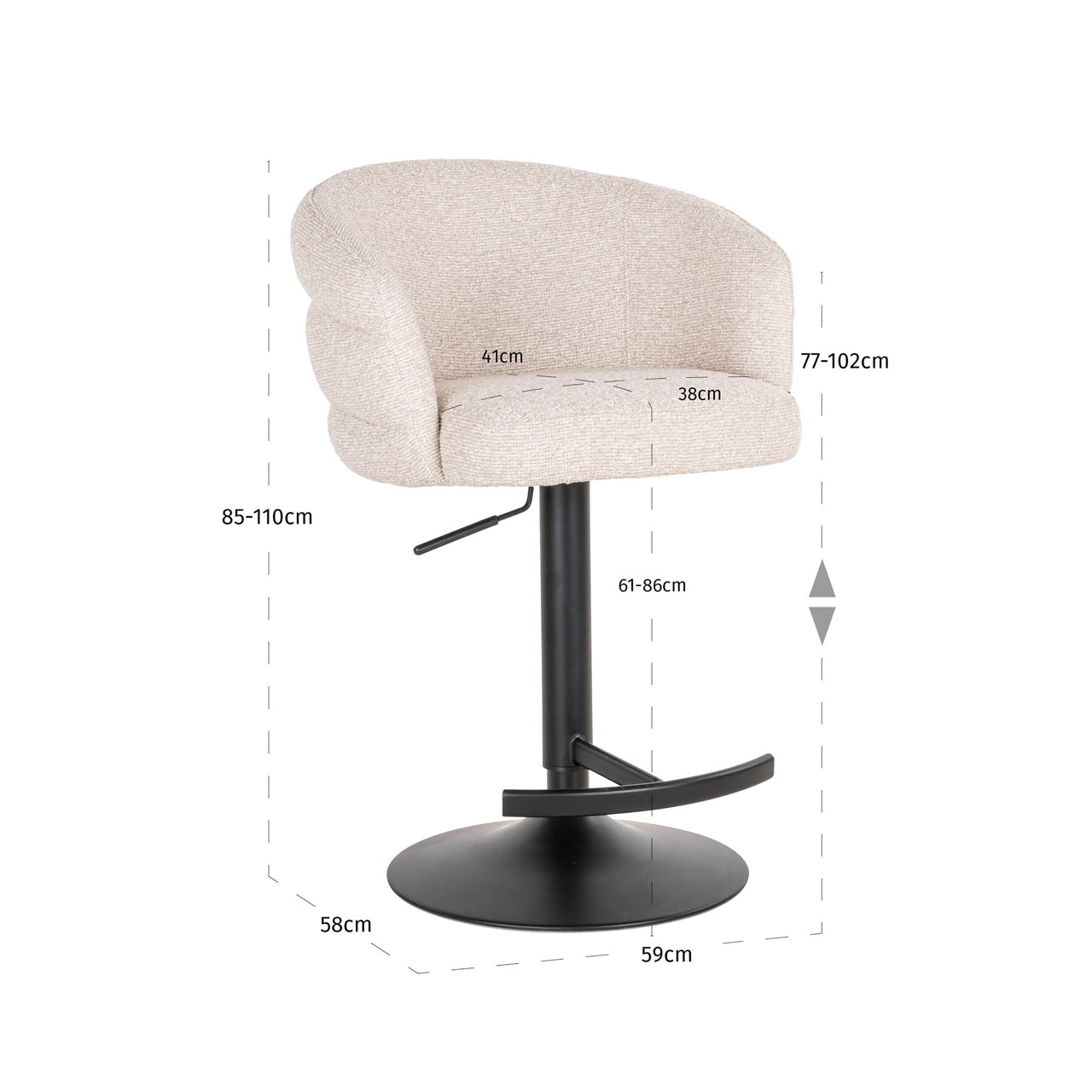 Richmond Möbel | Barhocker Nikki drehbar Feuerresistent | Niagara-beige