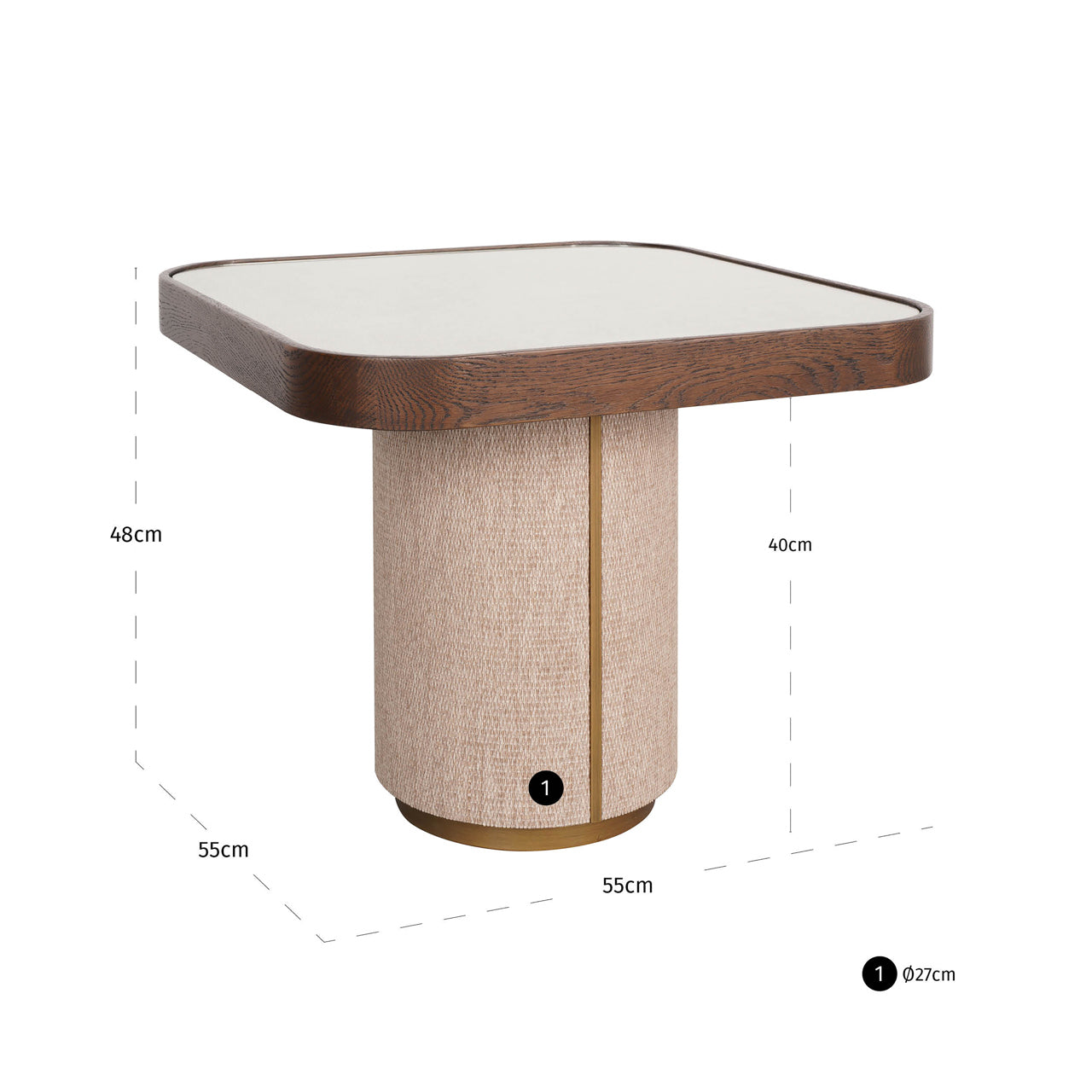 Richmond Möbel | Beistelltisch Willox including glass | Beige