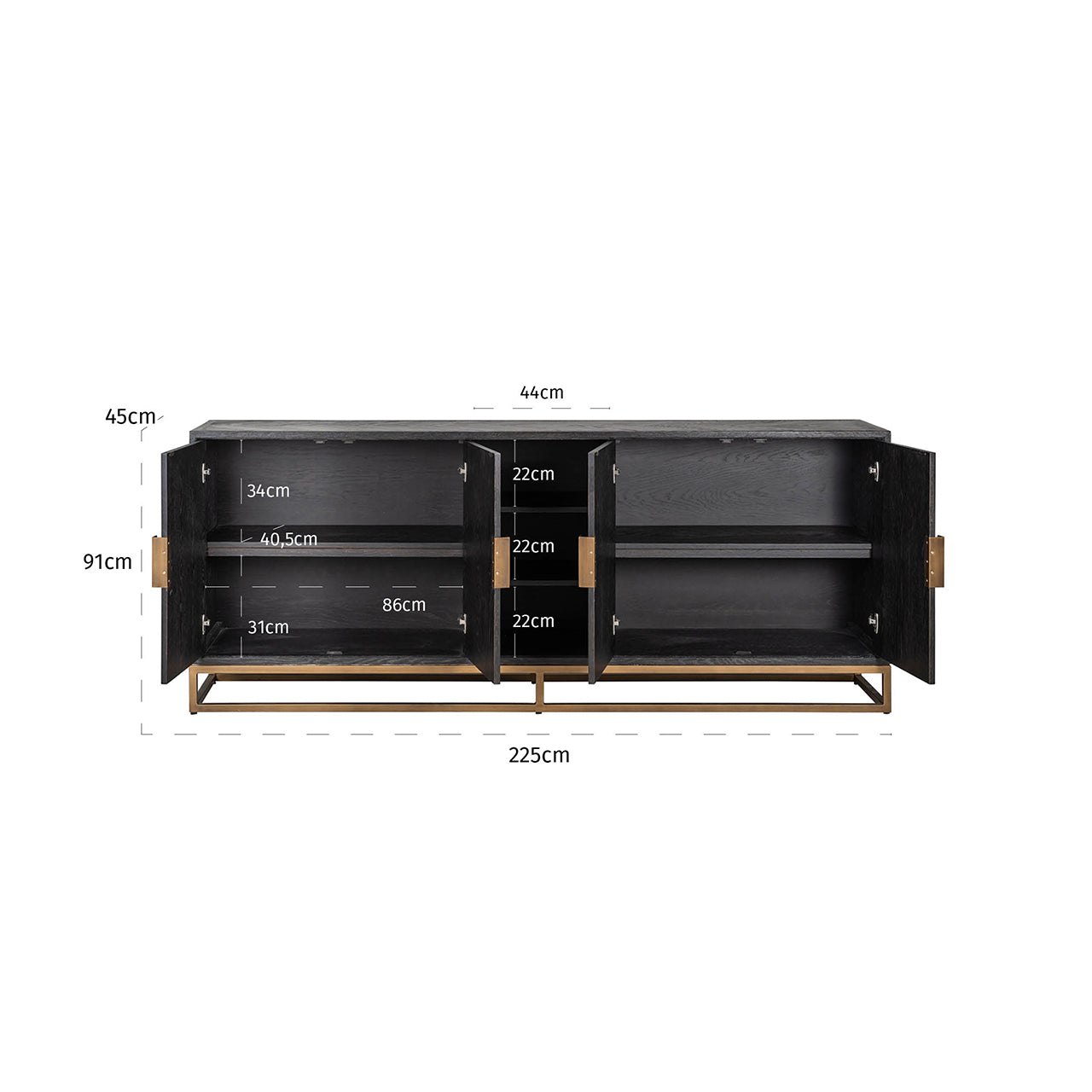 Richmond Möbel | Sideboard Blackbone Brass | Black-rustic