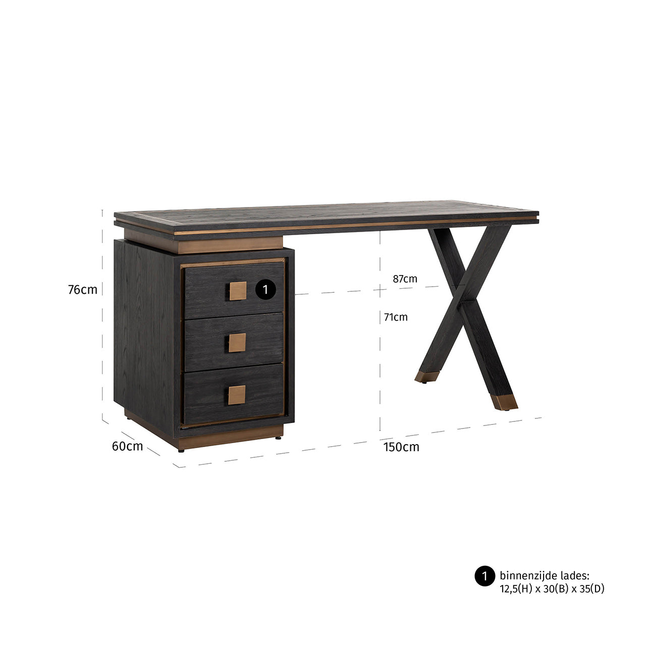 Richmond Möbel | Schreibtisch Hunter | Black-rustic