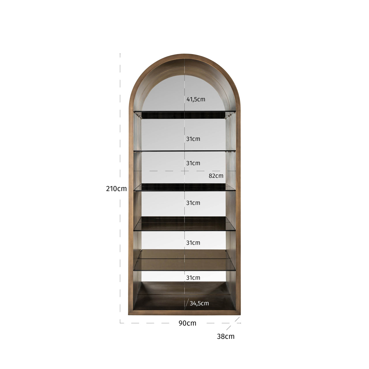 Richmond Möbel | Vitrine Bowic | Brushed-gold