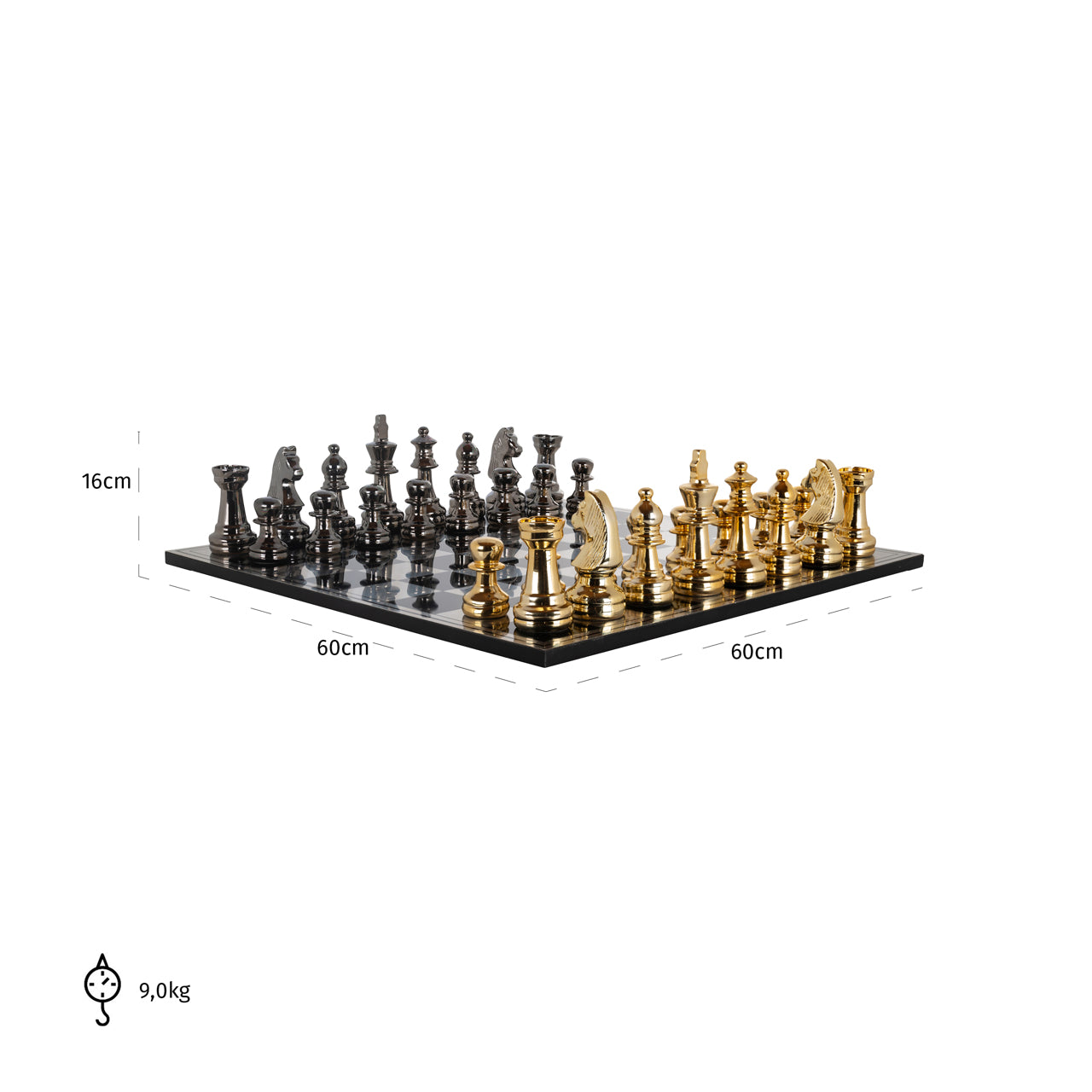 Richmond Möbel | Dekoratives Spiel Saray chessboard | Black-gold