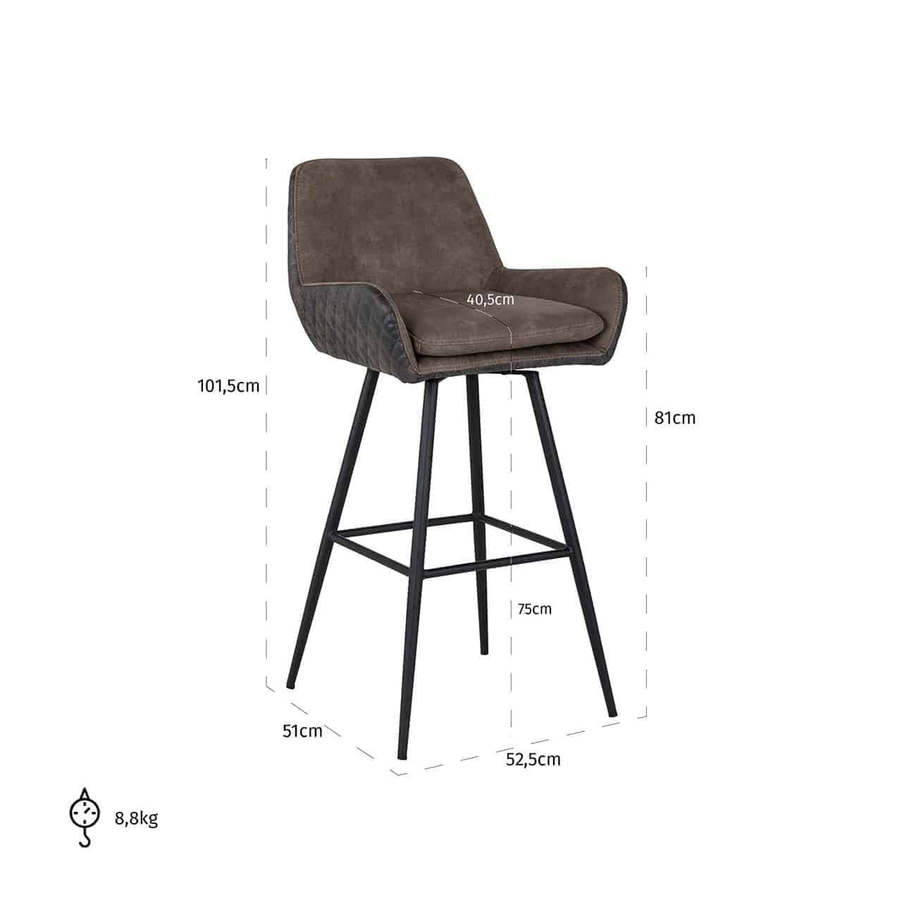Richmond Möbel | Barhocker Linsey zum drehen | Braun