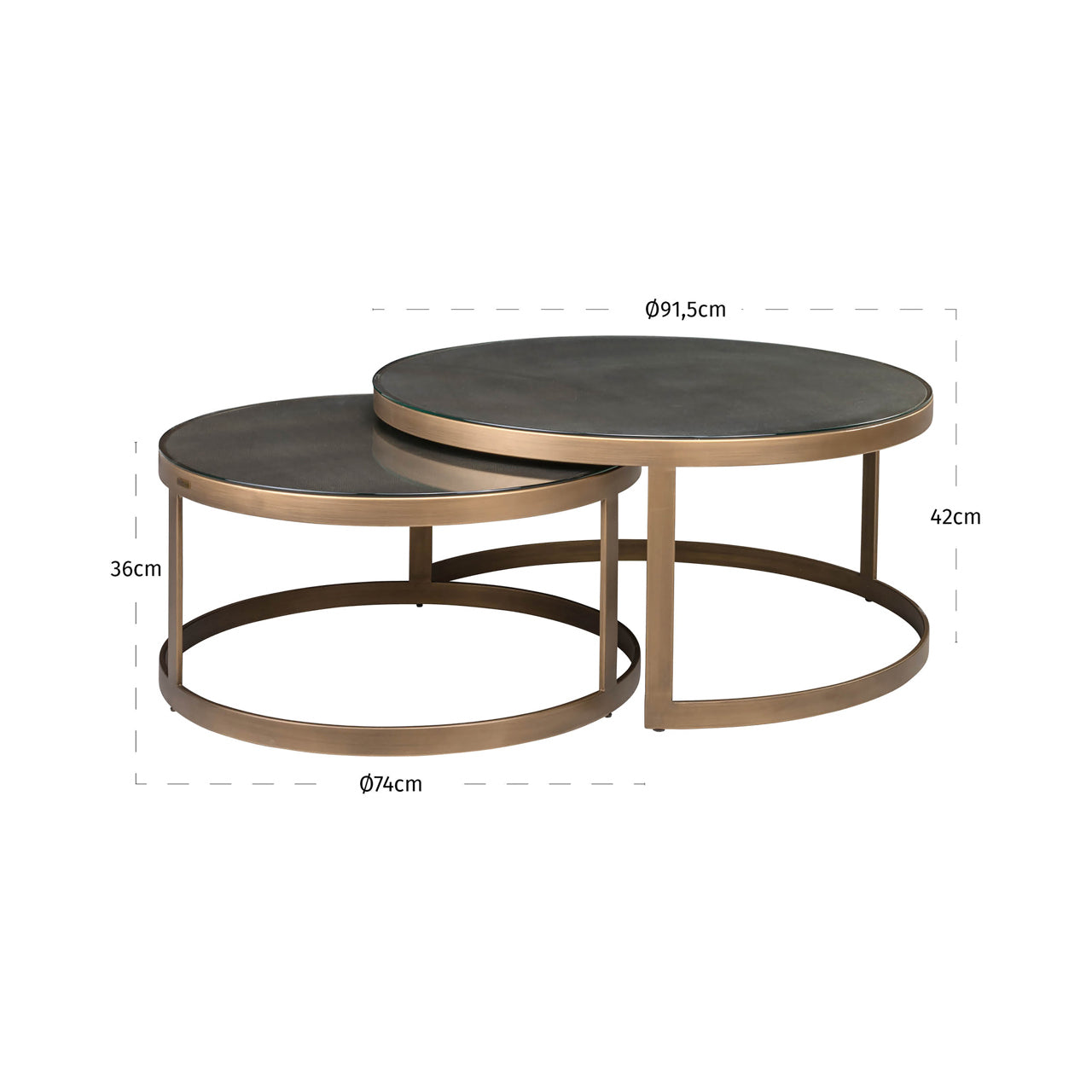 Richmond Möbel | Couchtisch Bloomville tops (Set von 2) | Brass-shagreen