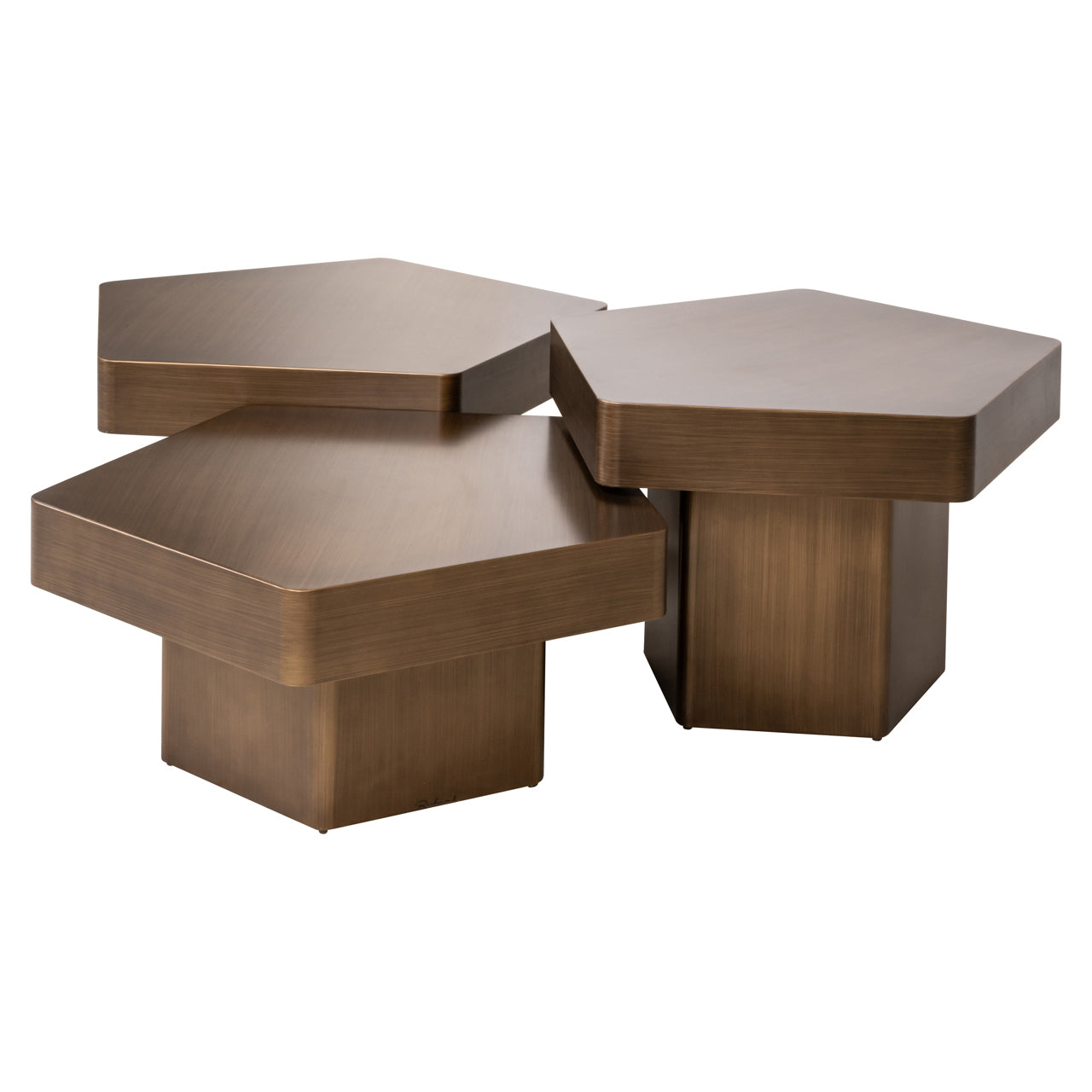 Richmond Möbel | Couchtisch Hexa (Set von 3) | Brushed-gold