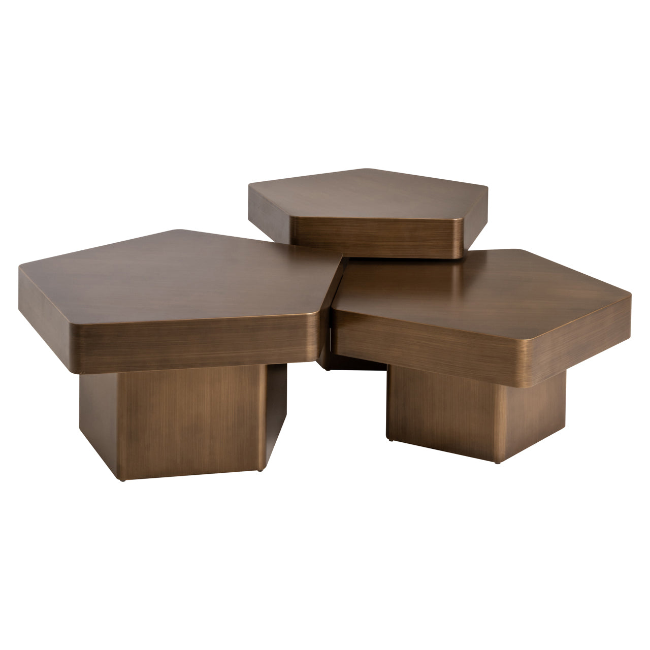 Richmond Möbel | Couchtisch Hexa (Set von 3) | Brushed-gold