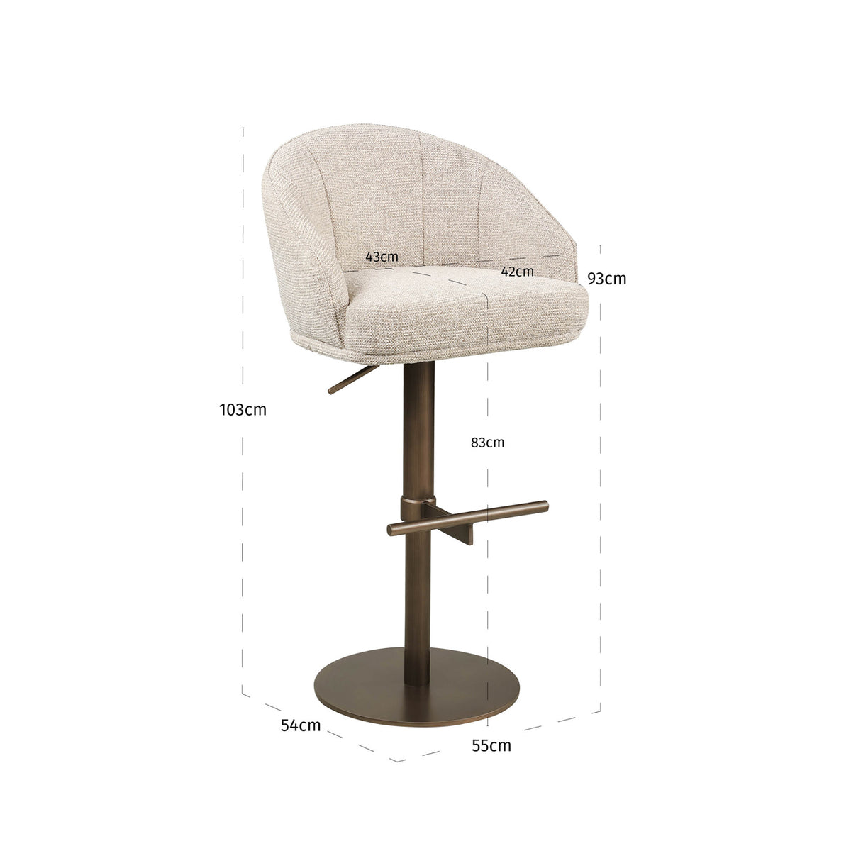 Richmond Möbel Barhocker Beverly drehbar natural fancy | 215693