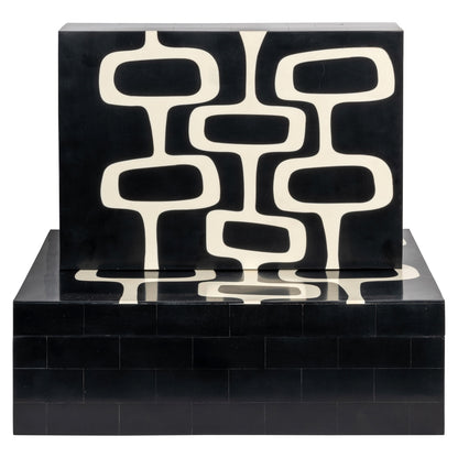 Richmond Möbel Aufbewahrungsbox Lux (Set von 2) black/white | 215803