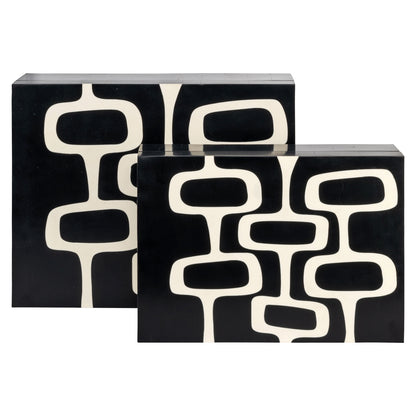 Richmond Möbel Aufbewahrungsbox Lux (Set von 2) black/white | 215803