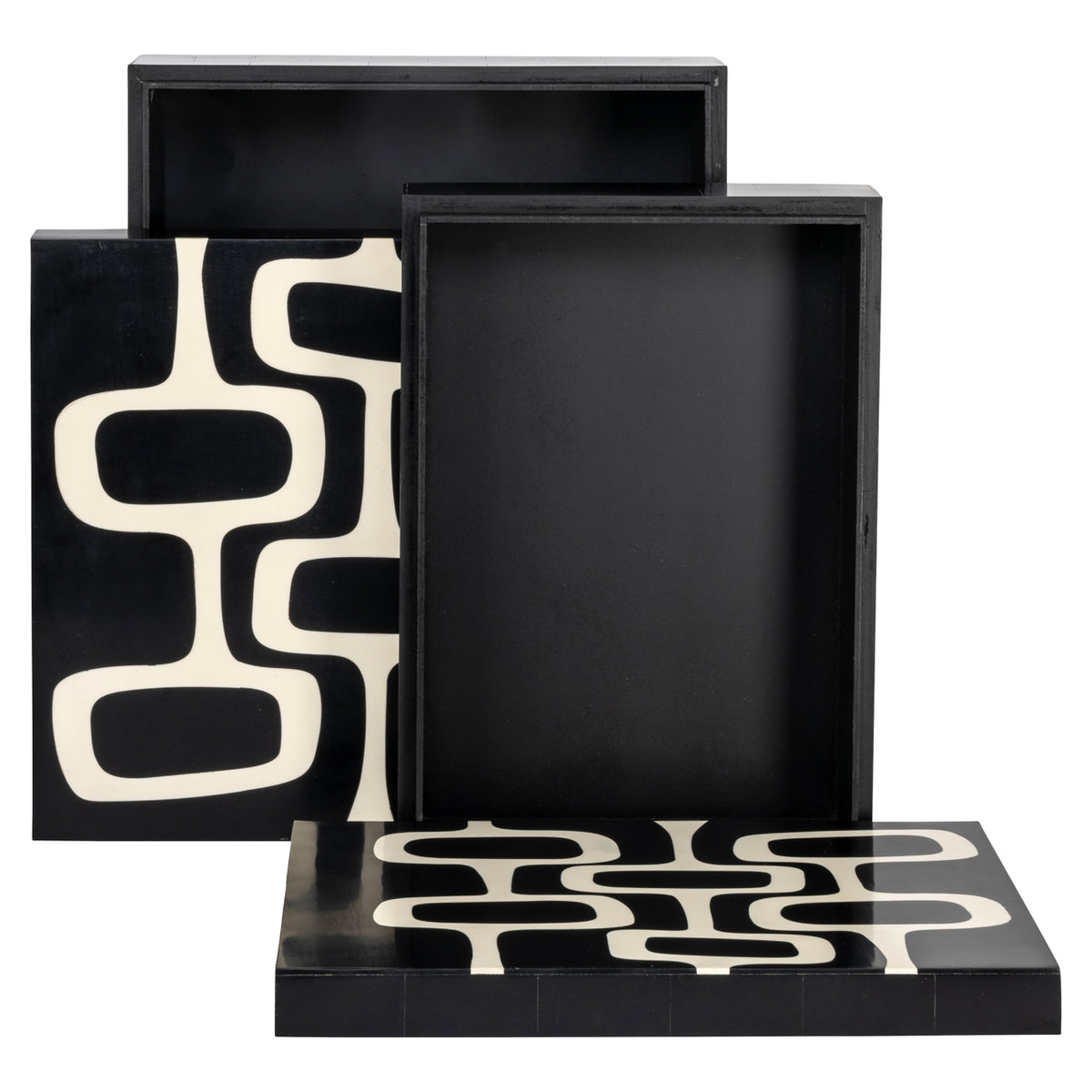 Richmond Möbel Aufbewahrungsbox Lux (Set von 2) black/white | 215803