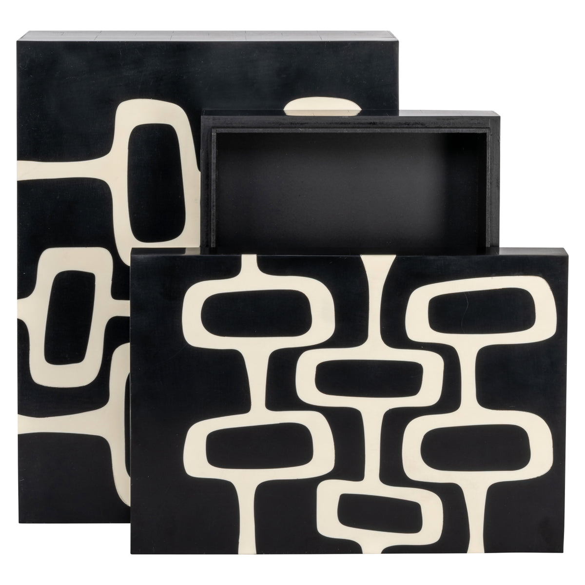 Richmond Möbel Aufbewahrungsbox Lux (Set von 2) black/white | 215803
