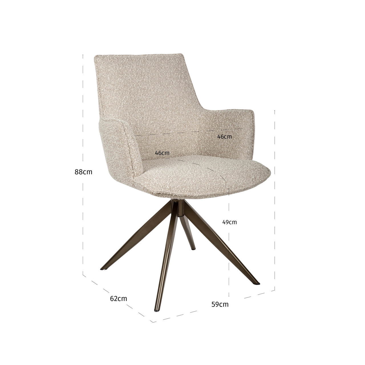 Richmond Möbel | Esszimmerstuhl Dakota drehbar with arm | Niagara-beige