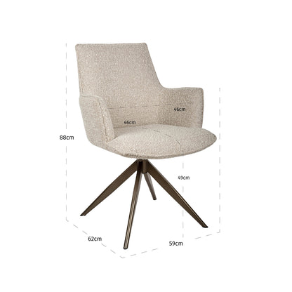 Richmond Möbel | Esszimmerstuhl Dakota drehbar with arm | Niagara-beige