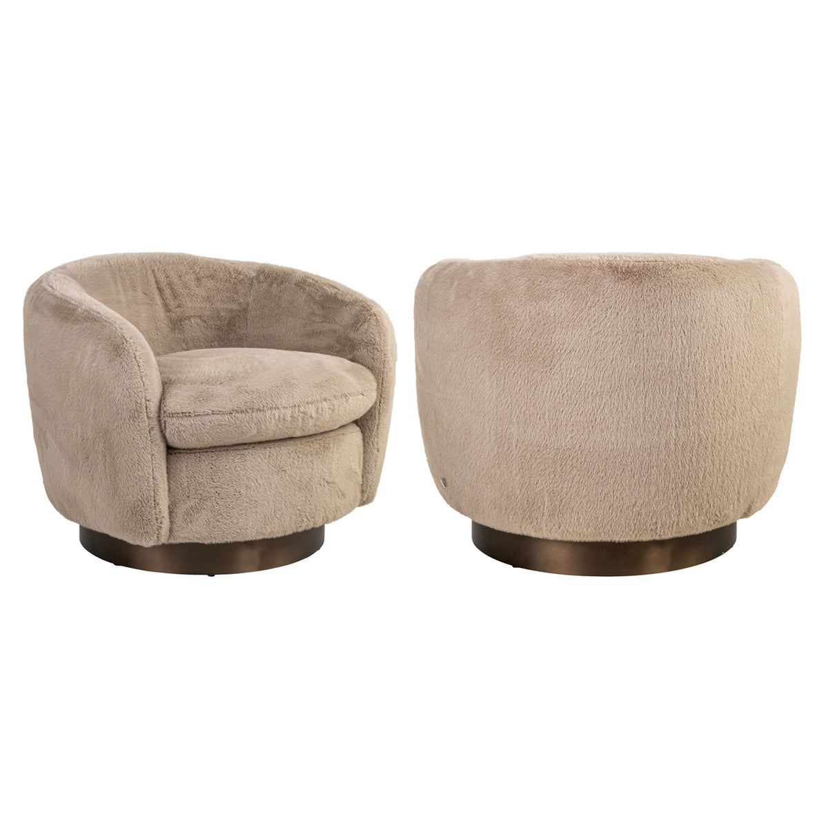 Richmond Möbel Lounge Stuhl Colmar drehbar khaki fluffy | 216080