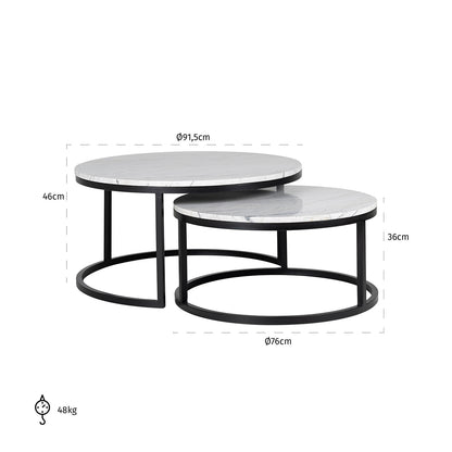 Richmond Möbel | Couchtisch Lexington (Set von 2) | White