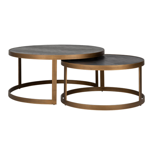 Richmond Möbel | Couchtisch Blackbone Brass (Set von 2) | Black-rustic