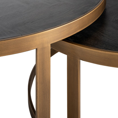 Richmond Möbel | Couchtisch Blackbone Brass (Set von 2) | Black-rustic