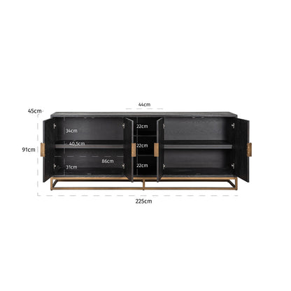 Richmond Möbel | Sideboard Blackbone Brass | Black-rustic