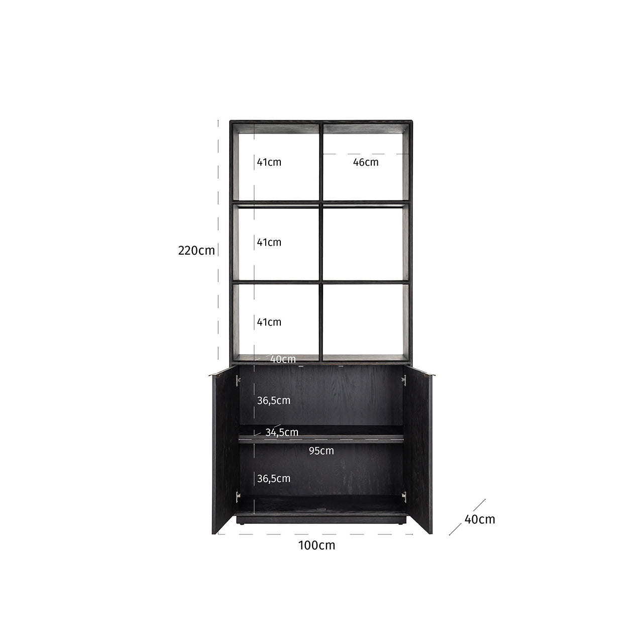 Richmond Möbel | Vitrine Blackbone Brass | Black-rustic