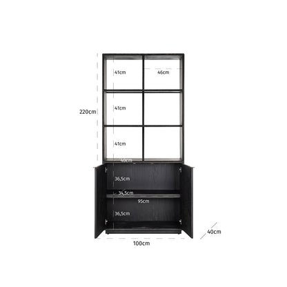Richmond Möbel | Vitrine Blackbone Brass | Black-rustic