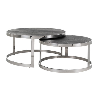 Richmond Möbel | Couchtisch Blackbone Silver (Set von 2) | Black-rustic