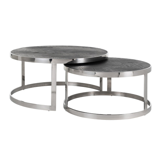 Richmond Möbel | Couchtisch Blackbone Silver (Set von 2) | Black-rustic