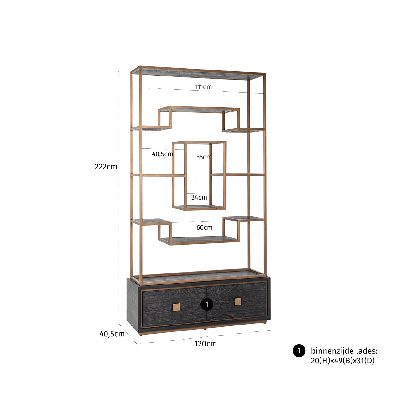 Richmond Möbel | Vitrine Hunter | Black-rustic