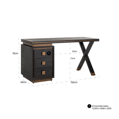Richmond Möbel | Schreibtisch Hunter | Black-rustic