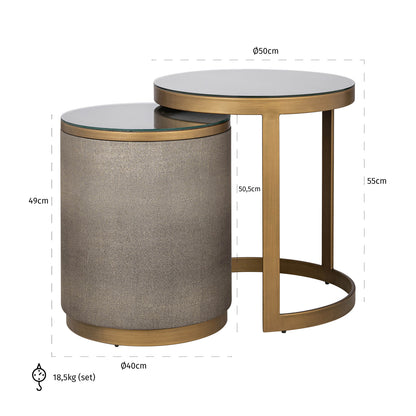 Richmond Möbel | Beistelltisch Bloomville (Set von 2) | Brass-shagreen