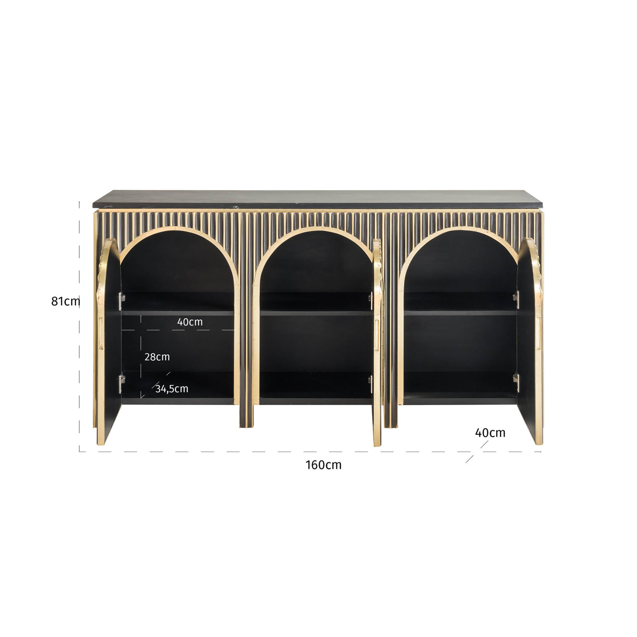 Richmond Möbel | Sideboard Les Arcs | Brushed-gold