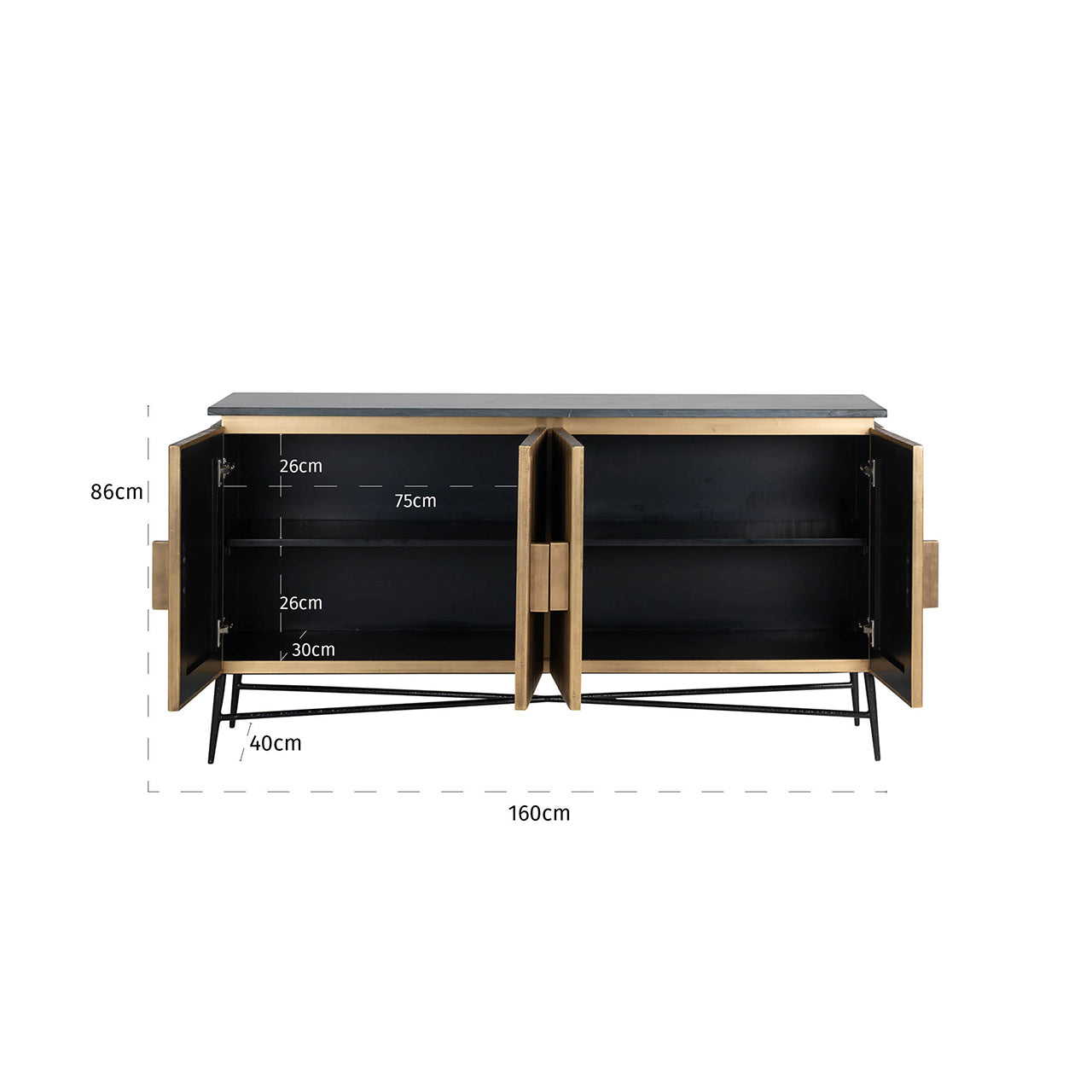Richmond Möbel | Sideboard Ironville | Gold