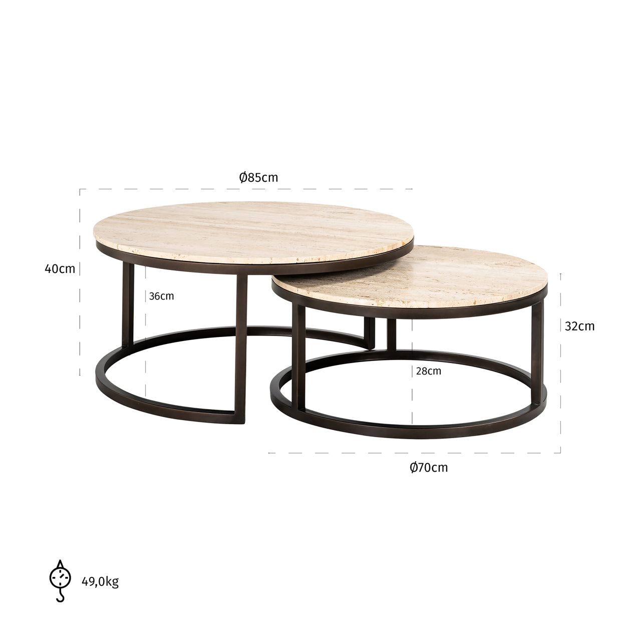 Richmond Möbel | Couchtisch Avalon (Set von 2) | Bronze