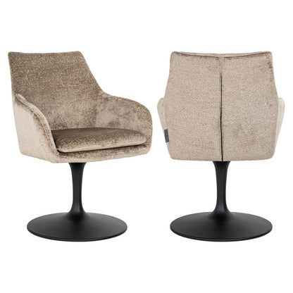 Richmond Möbel | Drehstuhl Marlon aus Chenille | Taupe