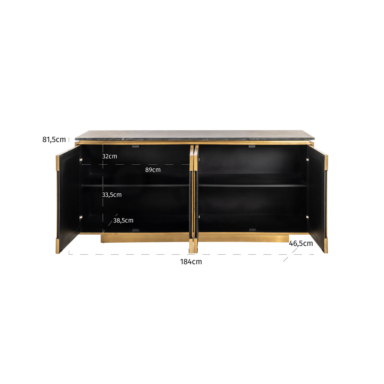 Richmond Möbel | Sideboard Finsbury | Black-gold