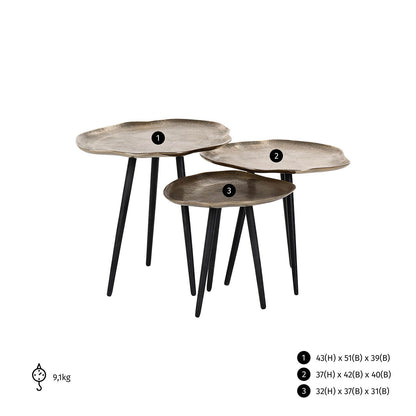 Richmond Möbel | Couchtisch Volenta (Set von 3) | Champagne-gold