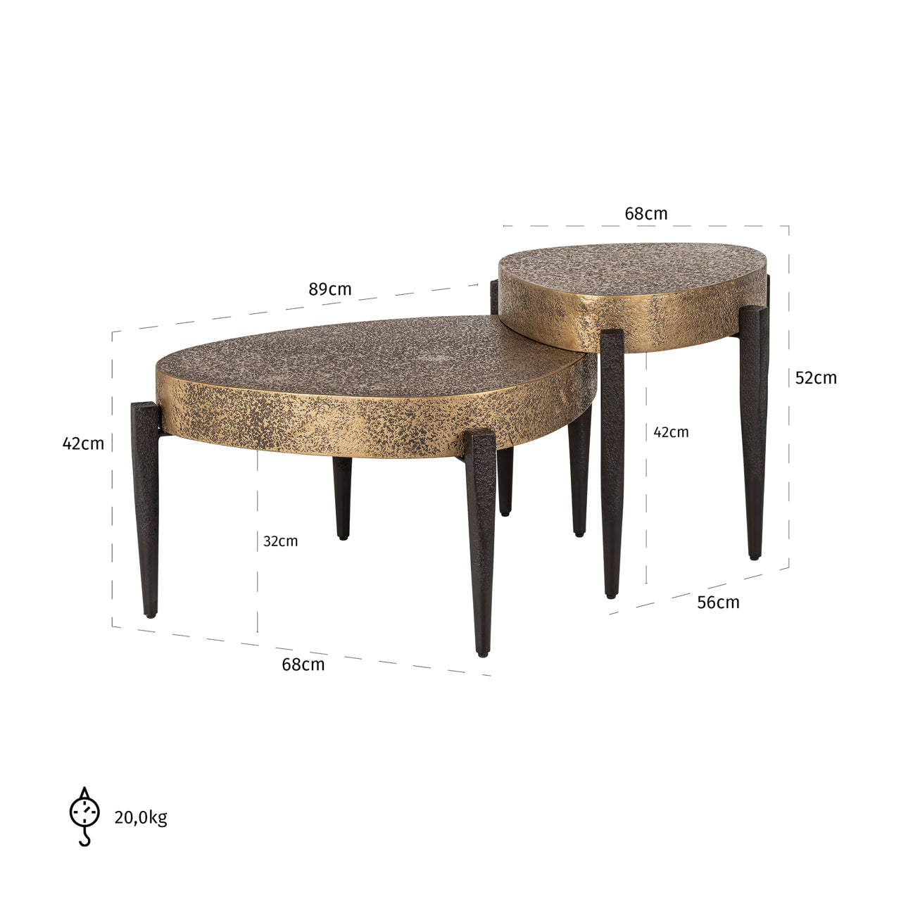 Richmond Möbel | Couchtisch Marquee (Set von 2) | Black-gold