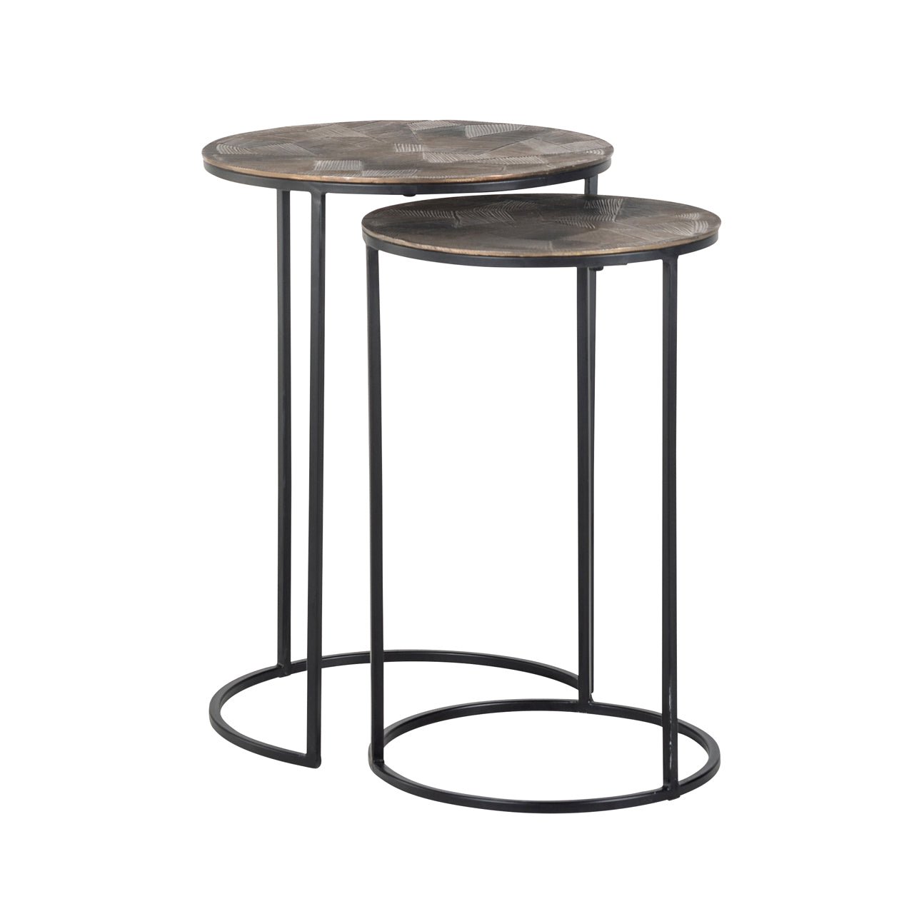 Richmond Möbel | Beistelltisch Tulum (Set von 2) | Brushed-gold