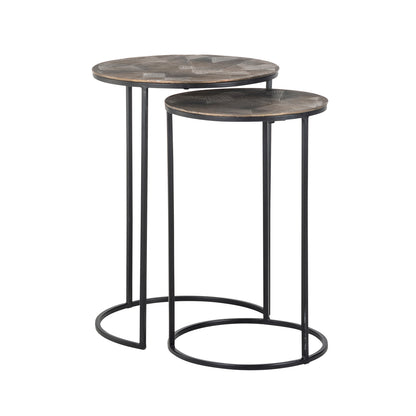 Richmond Möbel | Beistelltisch Tulum (Set von 2) | Brushed-gold