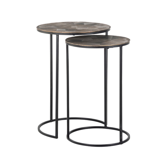 Richmond Möbel | Beistelltisch Tulum (Set von 2) | Brushed-gold