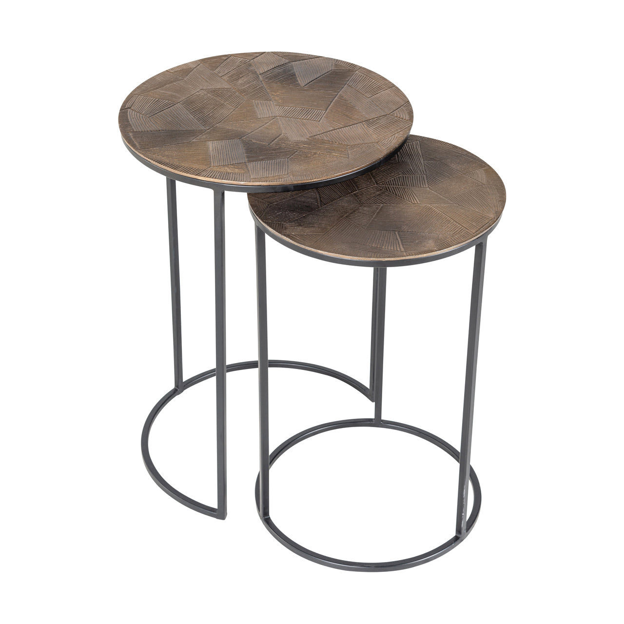Richmond Möbel | Beistelltisch Tulum (Set von 2) | Brushed-gold