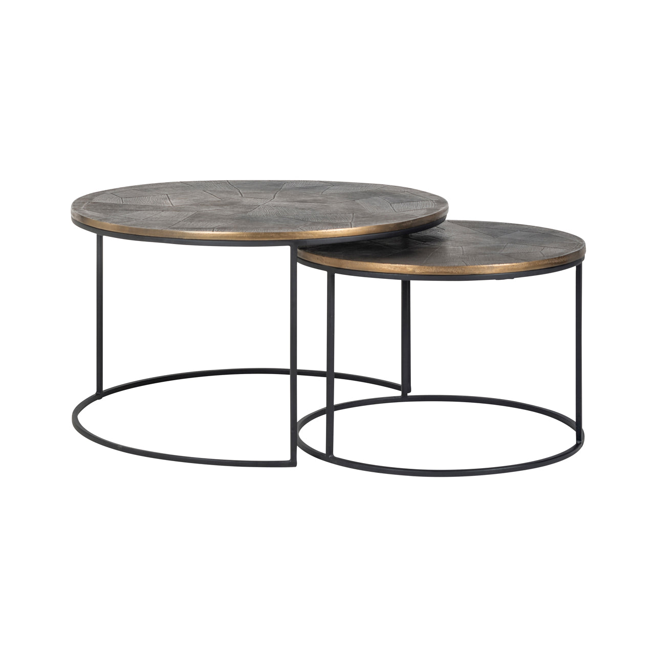 Richmond Möbel | Couchtisch Tulum (Set von 2) | Brushed-gold