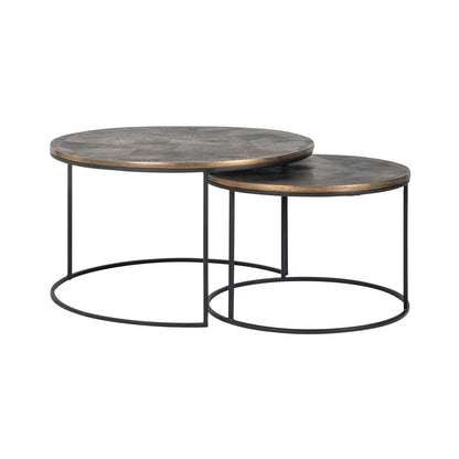 Richmond Möbel | Couchtisch Tulum (Set von 2) | Brushed-gold