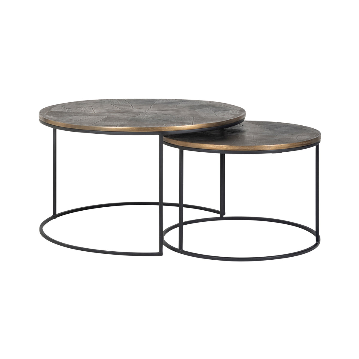 Richmond Möbel Couchtisch Tulum (Set von 2) brushed gold | 211147