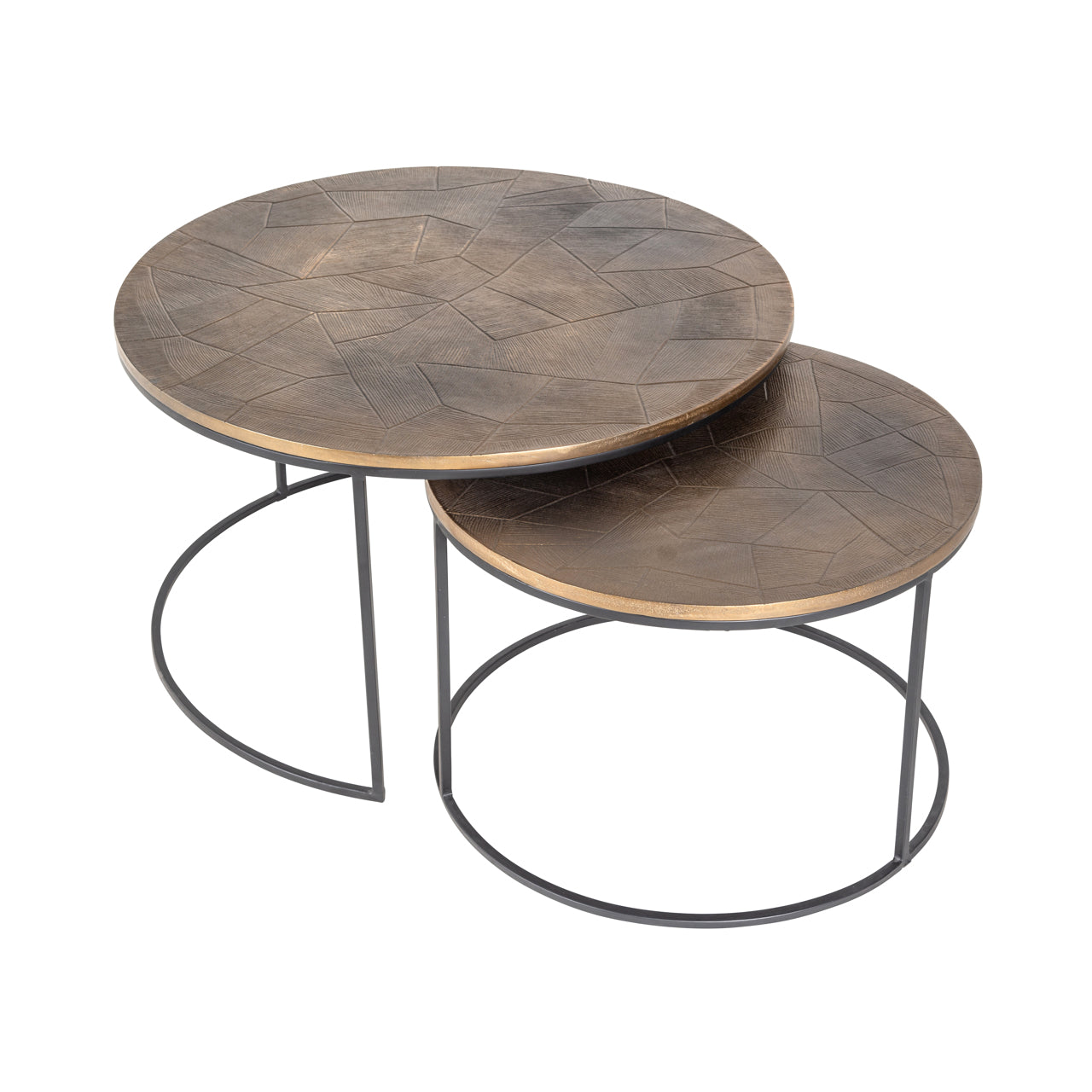 Richmond Möbel | Couchtisch Tulum (Set von 2) | Brushed-gold