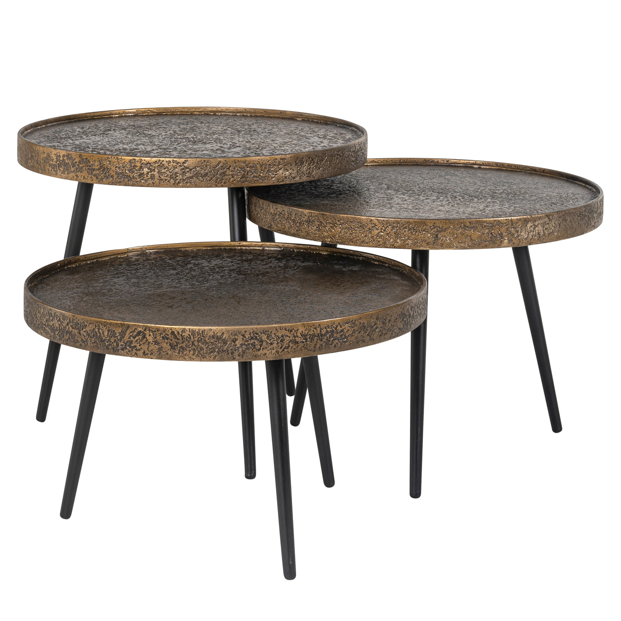 Richmond Möbel | Couchtisch Luton (Set von 3) | Black-gold