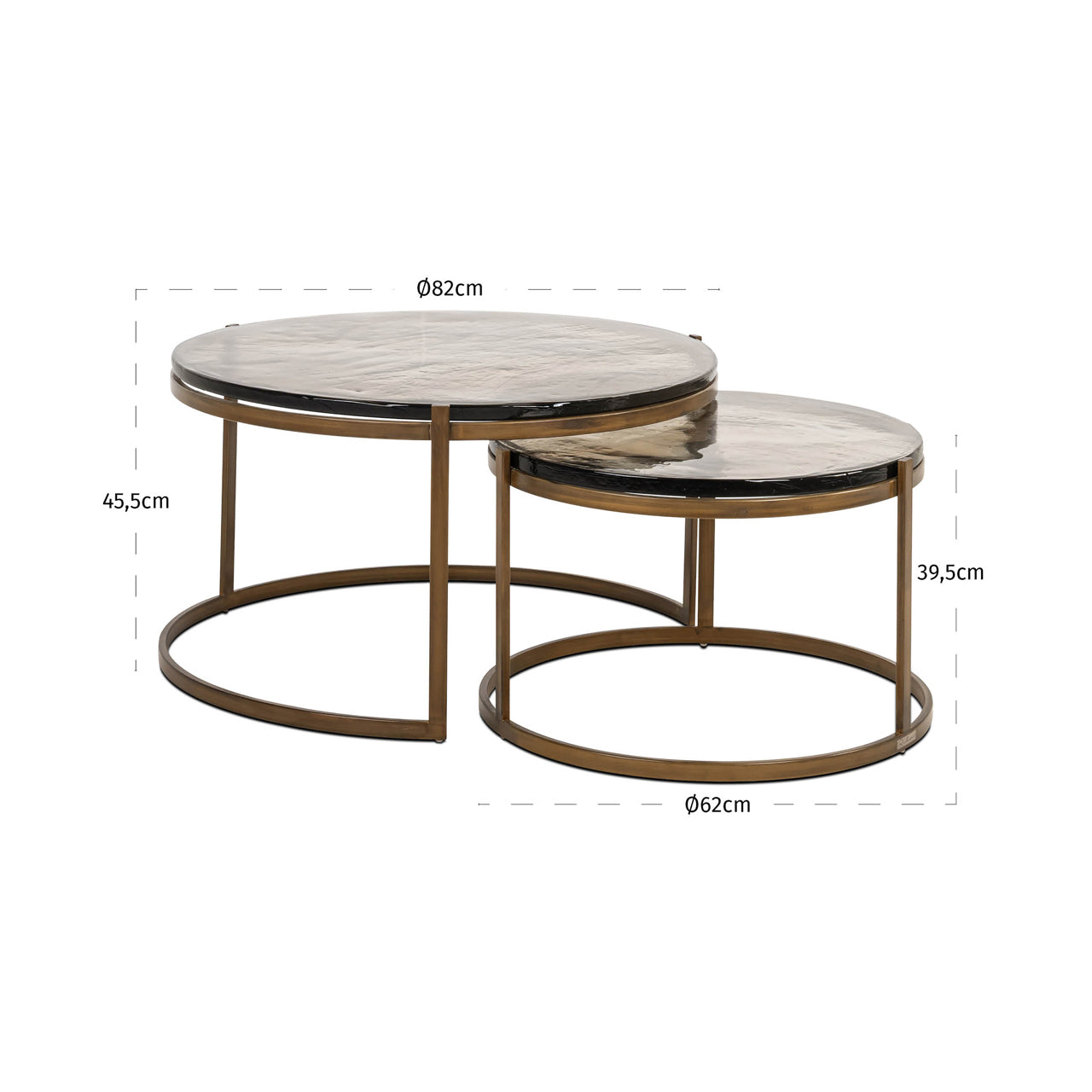 Richmond Möbel | Couchtisch Cleo (Set von 2) | Gold