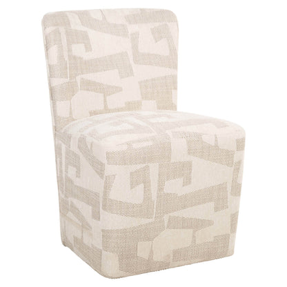 Dining chair Lorain beige graffic on wheels