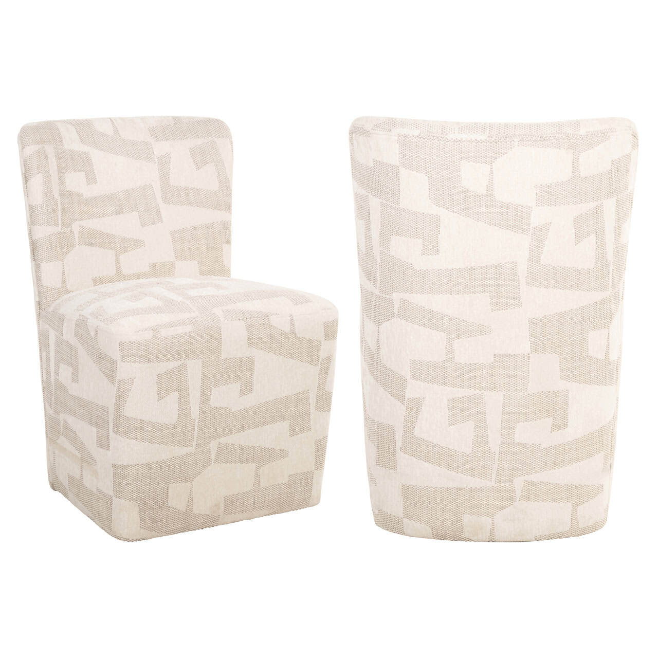 Dining chair Lorain beige graffic on wheels