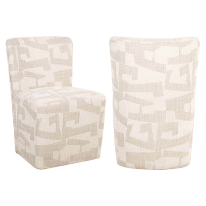 Dining chair Lorain beige graffic on wheels