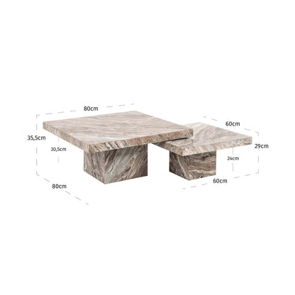 Coffee table Rashford Blush beige (Set of 2)